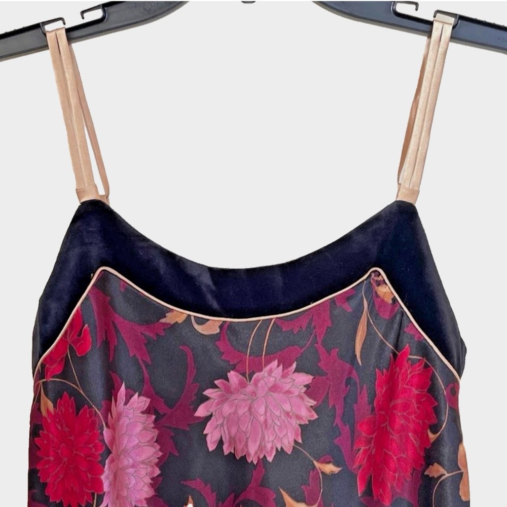 Halston Petite Floral Slip Dress PS Satin Midi Sleeveless Vintage Style - Picture 3 of 11